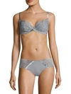 Chantelle Luxembourg Lace Plunge Embroidered Bra In Soft Gray