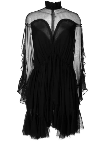 Jonathan Simkhai Sheer And Net Mesh Panelled Dress In Black