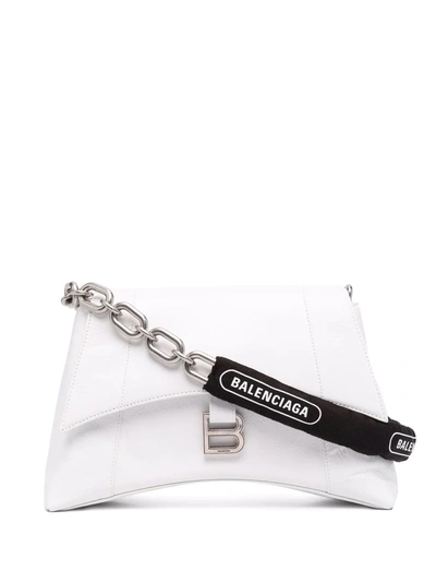 Balenciaga Downtown Small Shoulder Bag With Chain In White & Black