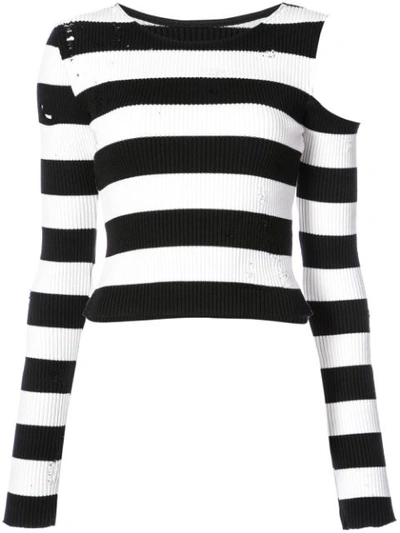 Amiri Striped Cotton And Cashmere Top In White