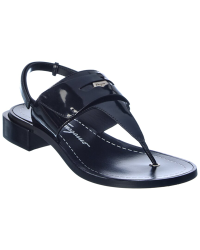 Ferragamo Salvatore  Block Heel Slingback Sandals In Black