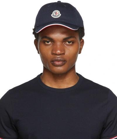 Moncler Man Navy Blue Baseball Cap With Logo