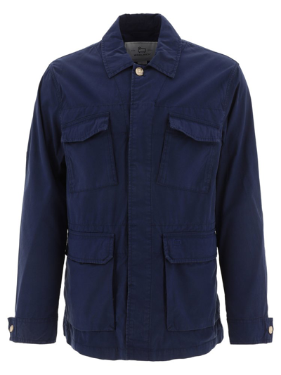 Woolrich Crew Field Cotton Jacket In Blue