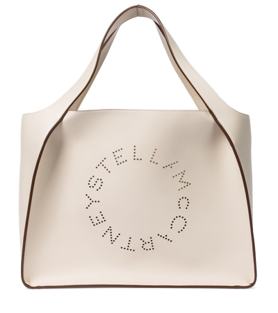 Stella Mccartney Stella Logo Faux Leather Tote In White
