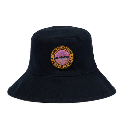 Isabel Marant Haley Reversible Print Cotton Bucket Hat In Black