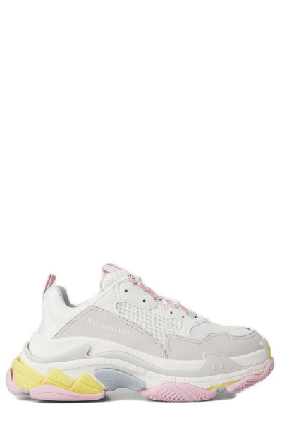 Balenciaga White/multicolour Triple S Sneakers In Pink