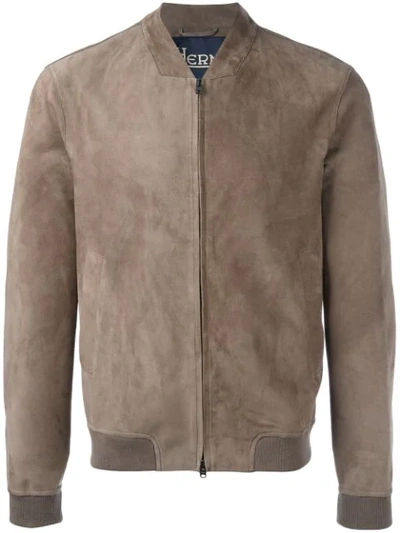Herno Zipped Bomber Jacket In Sand