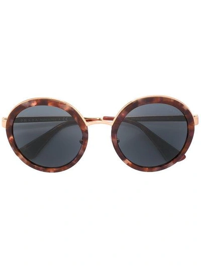 Prada Tortoiseshell Round Sunglasses In Brown