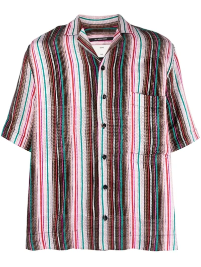 Song For The Mute 'beau' Stripe Jacquard Bowling Shirt In Multi-colour