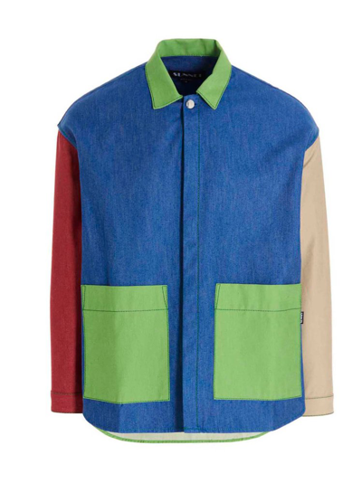 Sunnei Cotton Patchwork Denim Shirt In Multicolor