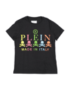 Philipp Plein Kids' Cotton T-shirt With Logo Print In Black