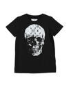 Philipp Plein Kids' Cotton T-shirt With Skull Print In Black