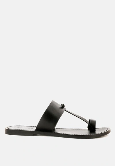 Rag & Co Leona Black Thong Flat Sandals