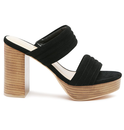 Rag & Co Mille Feux Suede Slip-on Block Heeled Sandal In Black