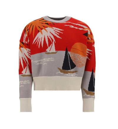 Palm Angels Hawaii Intarsia-knit Jumper In Multicolor