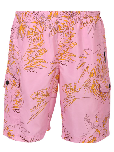 Palm Angels Men's Abstract Palms Swim Shorts In Pink