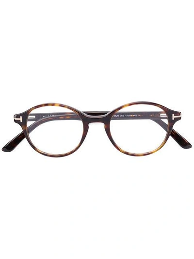 Tom Ford Round Frame Glasses In Brown