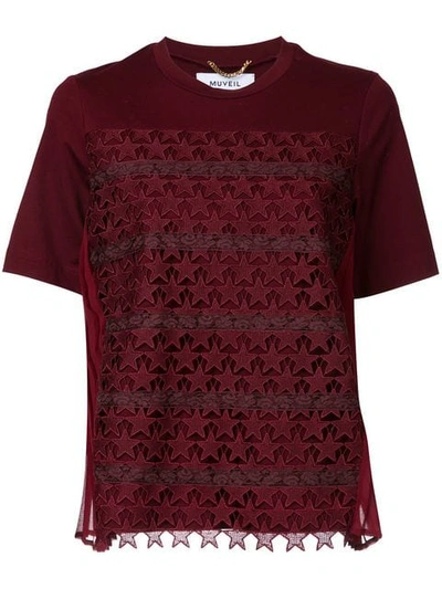 Muveil Star-embroidered Cotton-blend T-shirt In Red