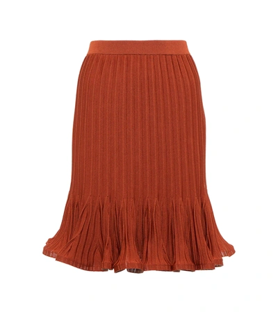 Givenchy Pleated A-line Stretch-knit Mini Skirt In Rust