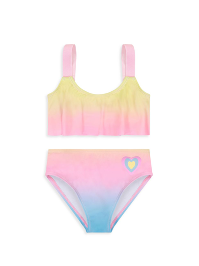 Andy & Evan Kids' Ombré Ruffle Two-piece Swimsuit In Pink Ombre