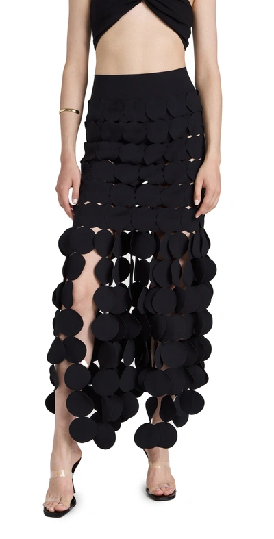 A.w.a.k.e. Laser-cut Multi Circle Double Layered Skirt In Black
