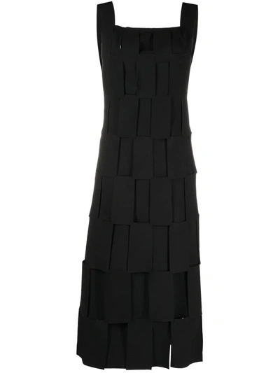 A.w.a.k.e. Black Rectangle Double Layered Midi Dress
