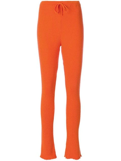 Marques' Almeida High-rise Ribbed-knit Trousers In Orange