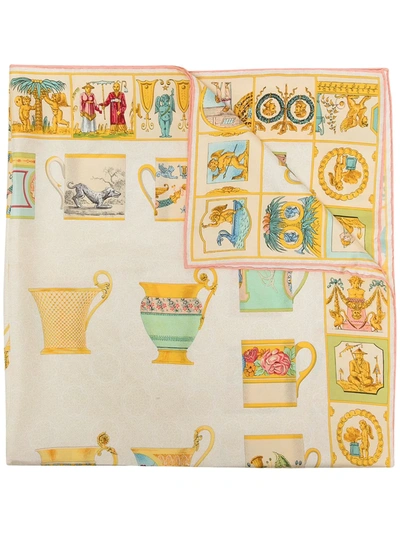 Pre-owned Gucci 2010 Graphic-print Silk Scarf In Gold