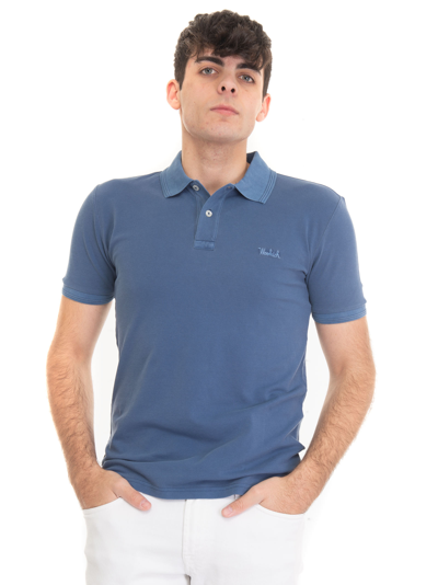 Woolrich Mackinack Polo Short-sleeved Polo Shirt Denim  Man In Blue