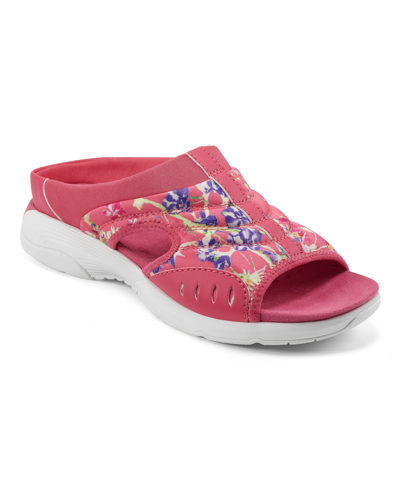 Easy Spirit Women's Traciee Square Toe Casual Flat Sandals Women's Shoes In Pink