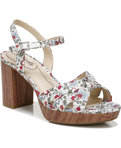 Lifestride Lucky Block Heel Platform Sandal In Red Multi Fabric