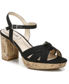 Lifestride Lucky Block Heel Platform Sandal In Black Fabric