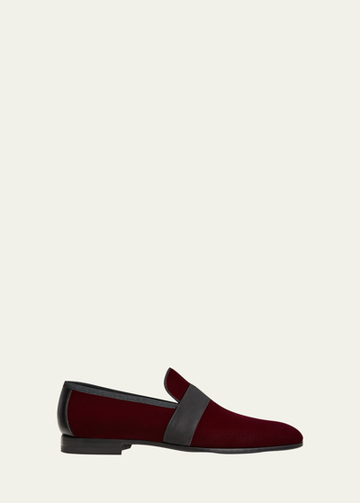 Magnanni Men's Jenaro Formal Velvet Slipper Loafers In Burgundy