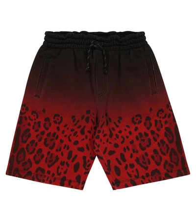 Dolce & Gabbana Kids' Leopard-printed Shorts In Leo Nero F.rosso