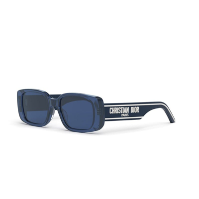 Dior Wil S2u Blue Rectangle Sunglasses In Smoke