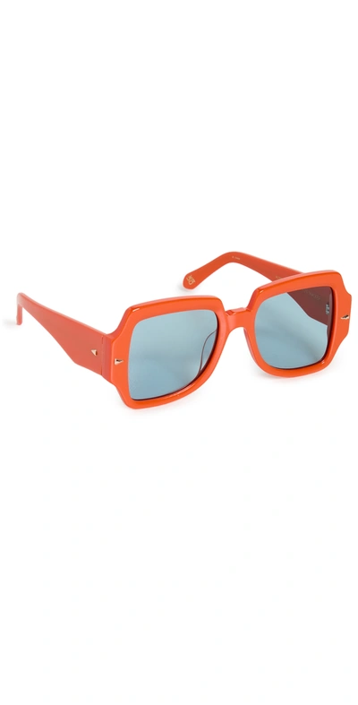 Karen Walker Ultra Vulture Sunglasses In Orange Hazard / Verdigris Tint