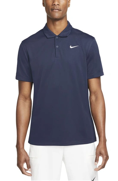 Nike Tennis Dri-fit Solid Polo Top In Navy In Blue