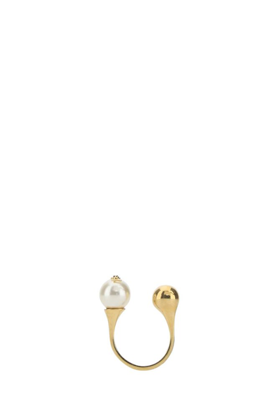 Saint Laurent Gold-tone Cassandre Pearl And Ball Ring