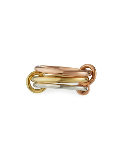 Spinelli Kilcollin Raneth Mx Silver And Gold 3-link Annulet Ring In Sterling Silver  18k Rose Gold  And 18k 