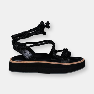 Rag & Co Kendall Strings Platform Leather Sandal In Black