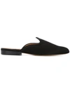 Le Monde Beryl Venetian Backless Velvet Slipper Shoes In Black