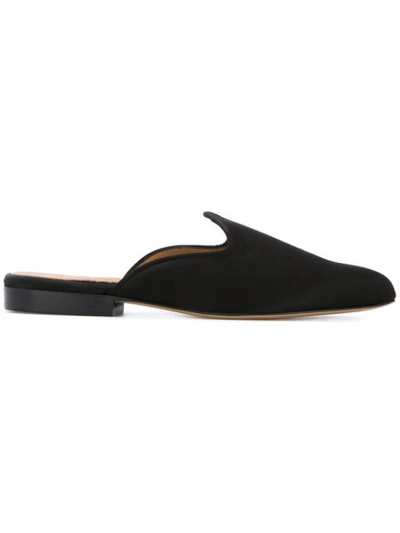 Le Monde Beryl Venetian Backless Velvet Slipper Shoes In Black