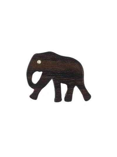 Marc Alary Elephant Charm Pendant In Brown