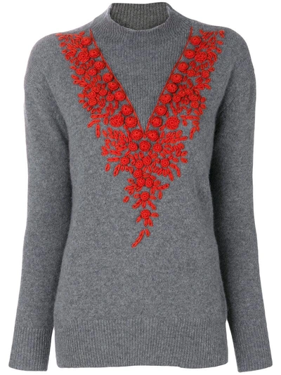 Zanone Embroidered Knit Jumper - Grey