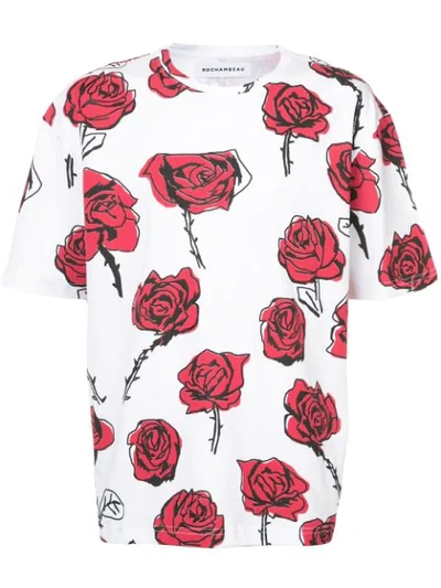 Rochambeau Rose Print T-shirt - White