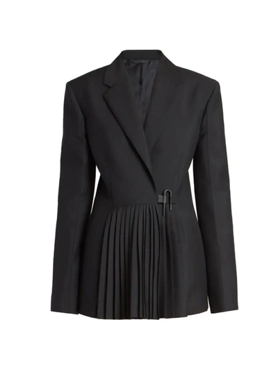 Givenchy U-lock Pleated Blazer Jacket In Black