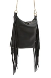 Allsaints Evaline Leather Fringe Bag In Black