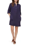 Michael Stars Eleanor Linen Popover Dress In Blue