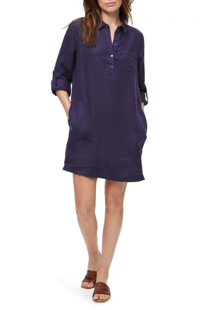 Michael Stars Eleanor Linen Popover Dress In Blue