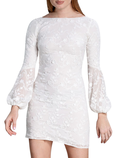 Dress The Population Evelyn Floral Cocktail Minidress In White